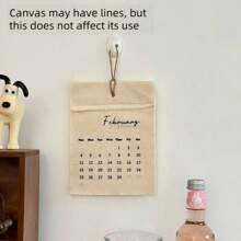 1pc 2025 Creative Linen Canvas Wall Calendar, Minimalist Beige Design With Monthly Layout, Ideal Gift For Home Or Office Decoration, Friends And Family (Without Hanging Hook)
