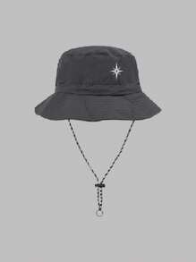 1 件星星设计渔夫帽，时尚、防晒、适合跑步、运动、户外、露营、休闲、可折叠、可调节拉绳、极具吸引力 - 彩色 - 查看 15