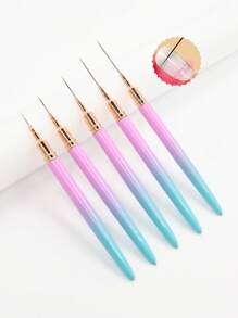 5pcs Nail Care Pen Gradient Color Set Extremely Fine Pen Color Painting Flower Wire Drawing Pen Line Pencil Nail Tool, Gel Nail Painting Design Brush, Nail Spot Brush Set Nail Tool, Suitable For Home And Professional Nail Care Salons