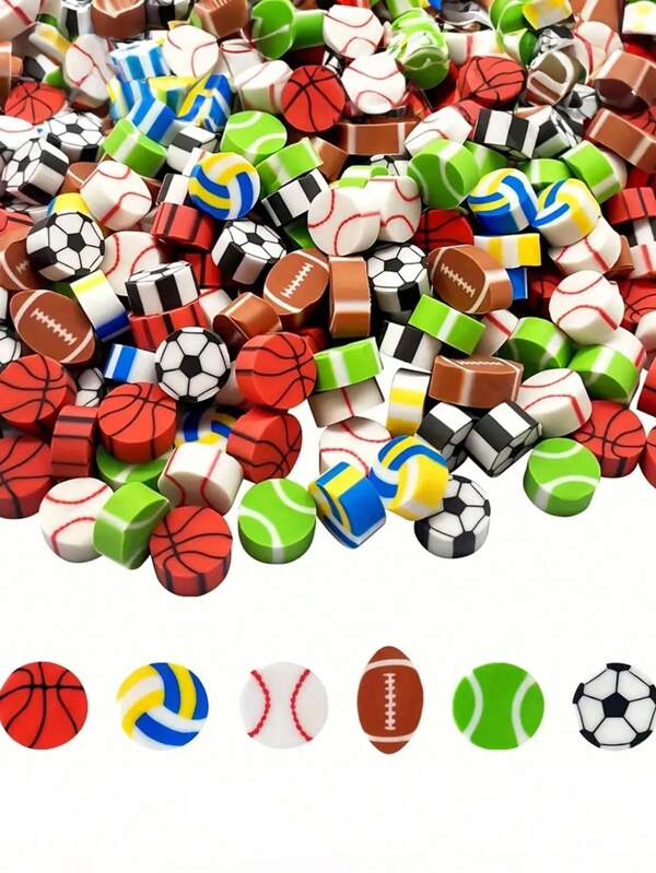 Sports Ball Erasers: Basketball, Soccer, Tennis, Rugby, Baseball, Volleyball Mini Erasers, Football Erasers Suitable For Party Favors, Home, School, Work, Classroom Rewards, Prizes, Gifts Back To School