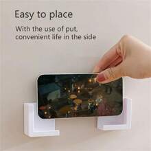 2 Stücke Universal Handyhalter mit Klebefolie, ohne Bohren, Tablet-Halterung zum Aufhängen an der Wand, Ladestation und Aufbewahrungsregal - für Smartphones & Tablets - geeignet für Zuhause & Büro - perfektes Geschenk für Technik-Liebhaber