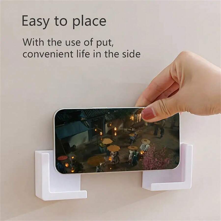 2 Stücke Universal Handyhalter mit Klebefolie, ohne Bohren, Tablet-Halterung zum Aufhängen an der Wand, Ladestation und Aufbewahrungsregal - für Smartphones & Tablets - geeignet für Zuhause & Büro - perfektes Geschenk für Technik-Liebhaber