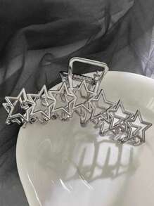 1 chiếc kẹp tóc hình ngôi sao kim loại tối giản phong cách Y2K, thời trang, thanh lịch, đa năng, kiểu dáng đơn giản, phụ kiện tóc màu trơn, kẹp tóc hàm, kẹp tóc cài, kẹp giữ tóc, phụ kiện tóc thường ngày mùa thu đông cho nữ, phù hợp với trang phục đi nghỉ mát, mùa hè, đi biển. - Bạc - Xem 5