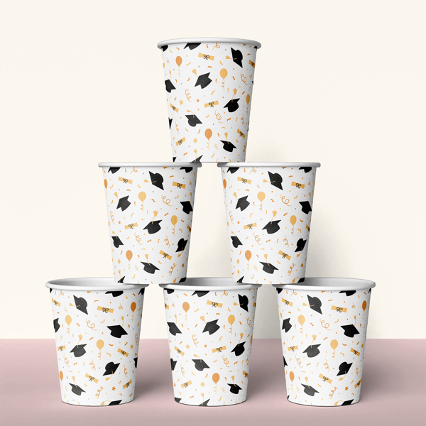 9/20/50 Pcs Graduation Disposable Cups Class Of 2025 Congrats Grad Paper Cups Graduation Hat Stars Graduation Party Drinking Cups For Hot Drinks Cold Beverage Graduation Party Supplies, 9 Oz