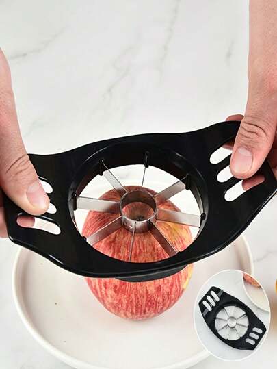 不锈钢苹果切片机和去核器 - 耐用、手动水果切割机，刀片均匀，符合人体工程学的手柄，完美苹果切片的厨房工具，水果切片机
