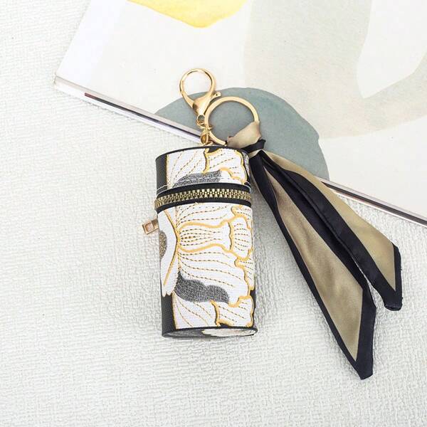 Leather Scarf Gift Set Including Lipstick Case, Keychain, Coin Purse, Printed Crossbody Bucket Bag, Creative Gift Set