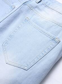 Men's Simple Front Button Pocket Distressed Casual Jeans