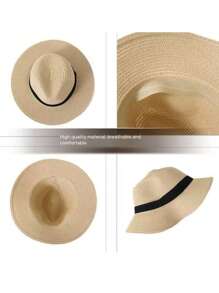 Women's Men's Wide Brim Straw Panama Hats, Fedora, Summer Beach Sun Hats, UPF Women's Straw Hats