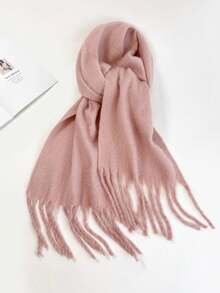 1 Lady's Long Hair Scarf Tassel Winter Pink Large And Thick Super Warm Scarf Autumn And Winter Atmosphere Outdoor Air Conditioning To Send Boyfriend To Send Girlfriend Senior, Everything Elegant Snow Atmosphere Feeling Gentle