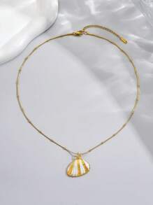 LIEBEIRIS 1 件 18k 镀金不锈钢海洋系列吊坠项链，适合女士日常佩戴和送礼（配饰的尺寸、颜色和纹理可能略有不同） - 金黃色 - 查看 7