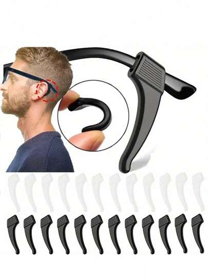 4-40个/套 硅胶防滑眼镜耳钩，眼镜腿套，眼镜配件，透明款，女士适用