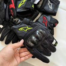 Alpinestars Moto Alpines SMX-1 AIR V2 越野摩托车摩托车赛车触摸屏皮革碳纤维摩托手套 - 綠色 - 查看 5