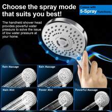 Shower Stainless Steel Showerhead Electroplating 8-Inch Stainless Steel Top Spray Strip Extension Rod Multifunctional Handheld Showerhead Set Shower - 黑色 - 查看 2