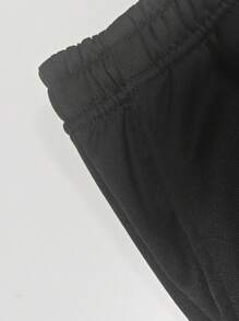 Men's Color Block Drawstring Waist Ankle Cuffed Casual Sweatpants, Spring Autumn Sporty Gym Boyfriend Style - Black - View 5