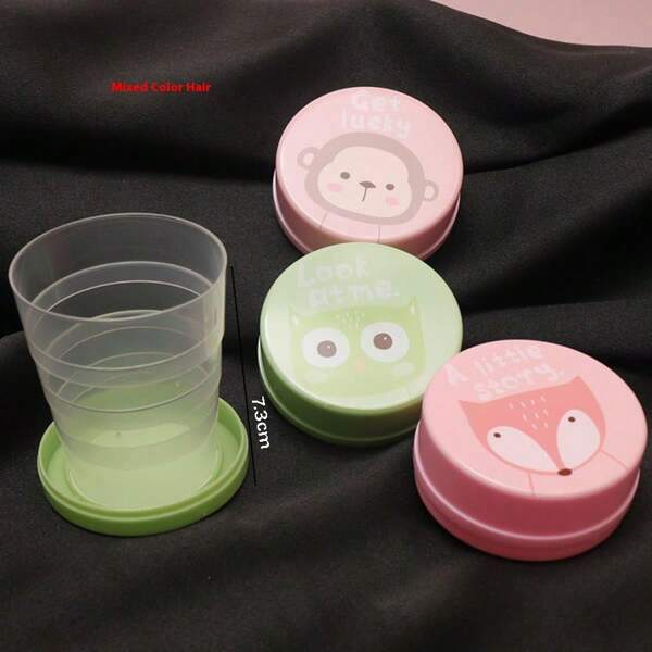 2 pezzi/4 pezzi/6 pezzi Tazza pieghevole portatile da campeggio e casa, tazza per risciacquo boccale, tazza telescopica, tazza da viaggio con motivo cartoni animati per lavarsi i denti, decorazione per bagno e casa in autunno