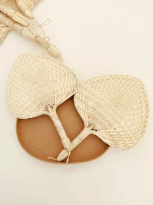 1pc Handwoven Bamboo Fan, Perfect For Babies, Dance Performance, Cooling Handcrafted Woven Straw Fan