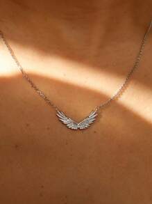 1pc S925 Sterling Silver Creative Angel Wings Pendant Necklace, Elegant & Versatile, Great Gift For Women Daily Wear And Festivals