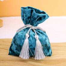 10 túi quà tặng trang sức nơ tua rua nhung nhiều màu, lý tưởng cho đám cưới, tiệc mừng, đính hôn, sinh nhật, tiệc tùng, quà tặng tân gia (Lưu ý: Sức chứa có hạn sau khi rút dây, khách hàng yêu cầu sức chứa lớn vui lòng thận trọng) (Kích thước phẳng 14 * 10CM, 6 màu: Đỏ, Hồng, Sâm panh, Xanh lam, Xám, Xanh lục) - Nhiều màu - Xem 6