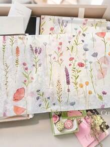 20pcs/10pcs Assorted Color Lavender Floral Wrapping Paper, Floral Packing Paper - For Gift Wrapping, Bouquet Packaging And DIY Projects, Suitable For Birthday, Party And Wedding Decoration, Spring, Bouquet Packaging, Arts And Crafts, DIY, Packaging Bags, And Versatile Decorative Paper For Gift Bag Fillings And Wedding Decoration. - Multicolor - View 7