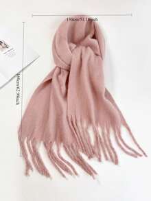 1 Lady's Long Hair Scarf Tassel Winter Pink Large And Thick Super Warm Scarf Autumn And Winter Atmosphere Outdoor Air Conditioning To Send Boyfriend To Send Girlfriend Senior, Everything Elegant Snow Atmosphere Feeling Gentle
