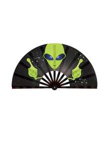 1 Peça Leque de Mão Grande de UV para Festa de Música de Carnaval, Show e Presente, Leque de Mão Dobrável de Luz UV para Presente, Festival de Música, Carnaval, Fantasia Arco-íris, Festa de Disco, Festa Neon, Suprimentos de Decoração de Festa Luminosa