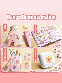 Juego de 10/50/100 pegatinas de dibujos animados lindos, pegatinas transparentes para cuentas manuales, acabado brillante, apropiadas para decorar portátiles, guitarras, botellas de agua y maletas, cada diseño es único.