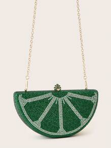 Semicircle Glitter Bling,Shiny Glamorous,Elegant,Exquisite Rhinestone Decor Box Bag Glamorous Handbag,Evening Bag For Party Girl,Woman,For Female Perfect For Party,Wedding,Prom,Dinner/Banquet,Best Gift For Women, Perfect For Party Wedding - Green - View 4