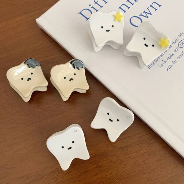 1 pieza Clip de cabello pequeño con diseño de diente de hada de los dientes, estilo de moda casual y divertido. Clip de cabello creativo y raro con forma de diente. Accesorio de cabello versátil adecuado para uso diario, escuela, playa, vacaciones, trabajo, fiesta, cumpleaños, regreso a clases. Clip de mandíbula, pinza de cabello, accesorio de cabello de otoño e invierno para mujeres.