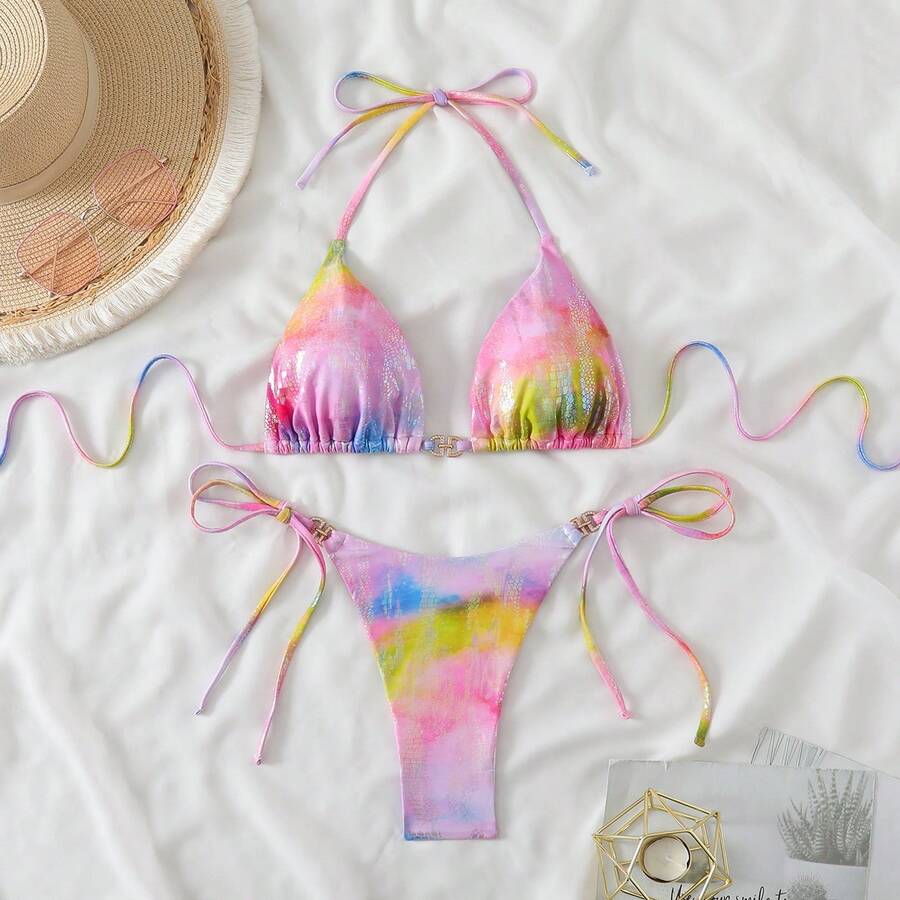 New Tie-Dye Bikini Set, Sexy European And American Style Swimwear, Cross-Border Trade, 2 Pieces Women Swimwears - Multicolor - View 1