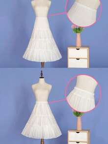 1950年代复古及膝吊带裙，女士薄纱裙，可搭配连衣裙，1950年代时尚 - 白色 - 查看 2