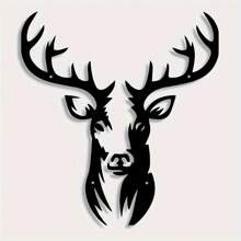 1PC Rustic Iron Deer Head Wall Art – Black Metal Deer Silhouette, Christmas Wall Decor For Indoor & Outdoor Use, Stylish Wildlife Home Decoration For Room & Cabin Gifts Birthday Graduation
