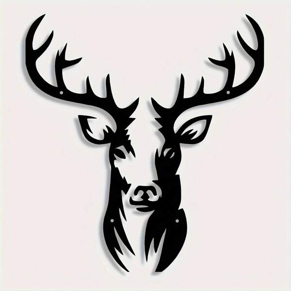 1PC Rustic Iron Deer Head Wall Art – Black Metal Deer Silhouette, Christmas Wall Decor For Indoor & Outdoor Use, Stylish Wildlife Home Decoration For Room & Cabin Gifts Birthday Graduation