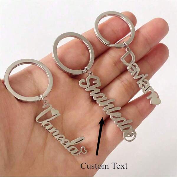 Customized Stainless Steel Key Chain With Personalized Nameplate, Casual Style, Key Ring, Perfect For Anniversary, Father's Day, Mother's Day Gifts