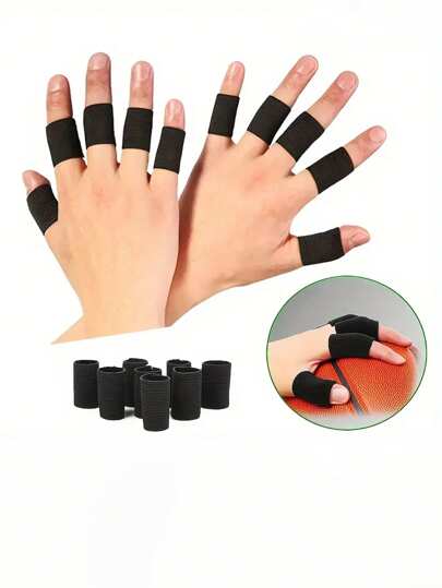Set de 4/10 protectores de dedos hechos de fibra de poliéster, anti-arañazos, con cierre de cremallera, se lavan a mano, para proteger los dedos en baloncesto, voleibol y deportes al aire libre