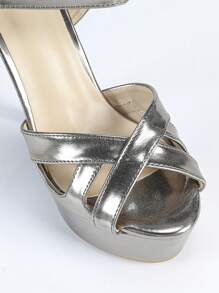 14cm Super High Heel Platform Sandals, Waterproof Peep Toe Stilettos, Women Gray Fashion Show Shoes