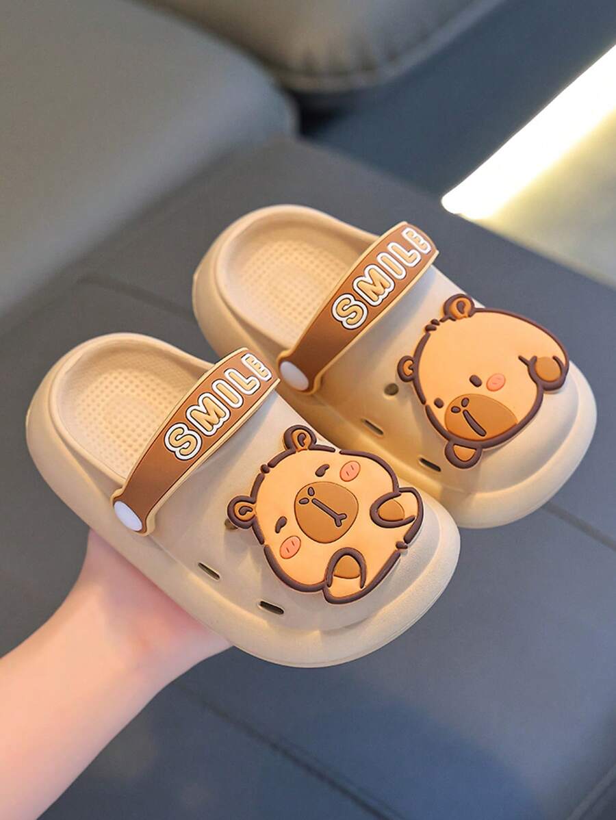 1 Pair Hollow Out Clogs Camouflage Pattern EVA Children's Summer Sandals, Non-Slip Soft Bottom For Boys, Bath Slippers - Ginger - View 1