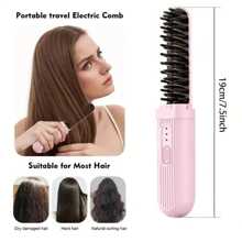 1 lisseur et friseur portable à double usage, peigne électrique ionique rechargeable USB, charge anti-brûlure, convient pour les voyages, cadeau idéal pour les femmes 2000mAh