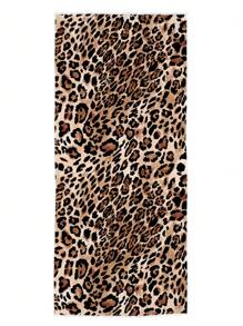 1pc Oversized Leopard Print Beach Towel, Super Soft & Lightweight Microfiber, Highly Absorbent, Suitable For Summer Beach Use - Brown - View 7