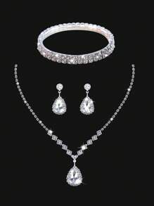 Elegante y encantadora cartera con solapa de strass brillante, bolso de noche exquisito para mujeres, combinado con un set de 3 piezas de joyería de strass brillante que incluye un collar, pulsera y aretes de strass de lujo y exquisitos. Adecuado para vestidos de boda, fiesta, graduación. Perfecto para mujer en fiestas, bodas, cenas y banquetes.