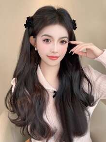 16 英寸黑棕色辫子马尾辫接发 2 件自然波浪合成假发 - 彩色 - 查看 5