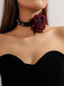 Elegant Glamorous Rose Lace Necklace 1Piece - Multicolor - View 5