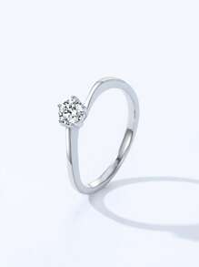 1 pezzo Anello in argento sterling 925 rotondo e brillante con zirconi, gioiello da donna per fidanzamento, anniversario, accessorio di moda, regalo