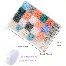 2000pcs Sea Holiday Bead Set - Sky Blue, Tortoiseshell, Starfish, Polymer Clay Pieces For DIY Bracelet And Jewelry Making Kit