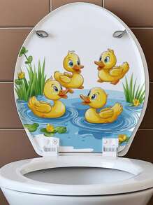 1 Piece Of Cartoon Duck Playing Water Toilet Stickers, Bathroom Toilet Beautification Decoration Toilet Lid Stickers, Bathroom Entrance Home Decoration Beautification Wall Sticker, Vinyl Decal For Home Decorations, Toilet Decoration Items Refresh Your Home Bathroom Decor Fall Decor