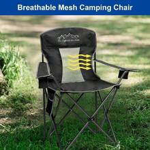 2PCS Collapsible Folding Camping Chairs, Heavy Duty With Cooler Bag, Storage Pocket, Waterproof Bag, 325LBS Support, Black - Black - View 6