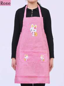1 件轻质快干便捷围裙，兔子图案，成人系颈涤纶腰裙
