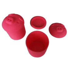 1/2 Stücke Sparschwein-förmiger Fett-Aufbewahrungsbehälter, Silikon Speckfett Aufbewahrung Sieb, Speckfett Kollektor