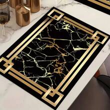 4/6pcs Light Luxury Black And Gold Pattern Composition Pattern Placemats, Gift Placemat, Party Decoration, Home Decorative Placemat, Comfortable Pattern Tabletop Decoration Placemat Coaster, Perfect Gift Placemat, Dinner Decoration Placemat, Perfect Home Decorative Placemat - Multicolor - View 4