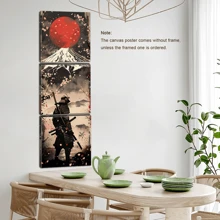 1 件《孤独的武士》挂轴海报 - 充满活力的红日与白雪皑皑的山脉帆布墙艺术、樱花背景、现代动漫装饰，适合室内/室外空间，带或不带框架，大学宿舍公寓装饰，酒店、家庭、客厅、卧室、浴室和办公室墙壁装饰的礼物 - 彩色 - 查看 7