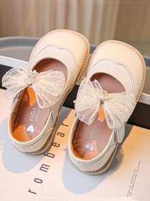 Zapatos de moda para niñas, nuevos zapatos para niños de primavera/otoño, zapatos de princesa con suela blanda y lazo estilo coreano